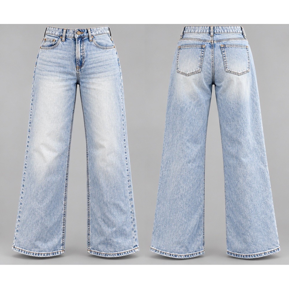 OAT New York Cloud Luxe Wide Leg Jeans womens 4/27x29 Light Wash High Rise Blue